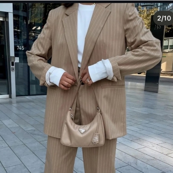 ZARA OVERSIZED BLAZER TAN SIZE M - Picture 2 of 11